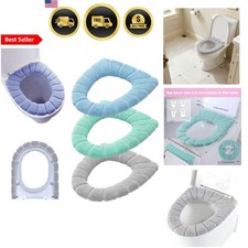 Bathroom Toilet Seat Cover Pad Soft Warm Stretchable Washable 3PCS