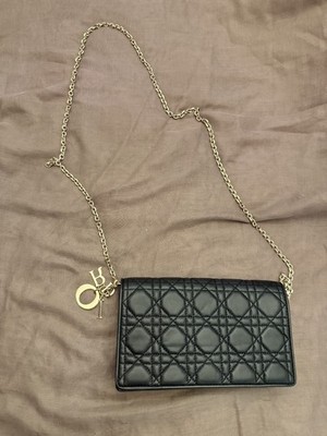 Christian Dior Cannage Ultramatte Black Leather Shoulder Bag / Clutch