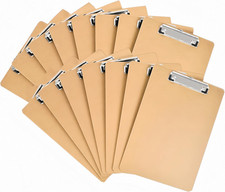 15 Pack Clipboard 9 X 12.5 Letter Size Clip Boards Bulk, A4 Wooden Hardboard Off