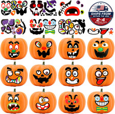 96Pcs Halloween Pumpkin,Decorating Stickers Mini Face Craft Decals Vinyl Adhesiv