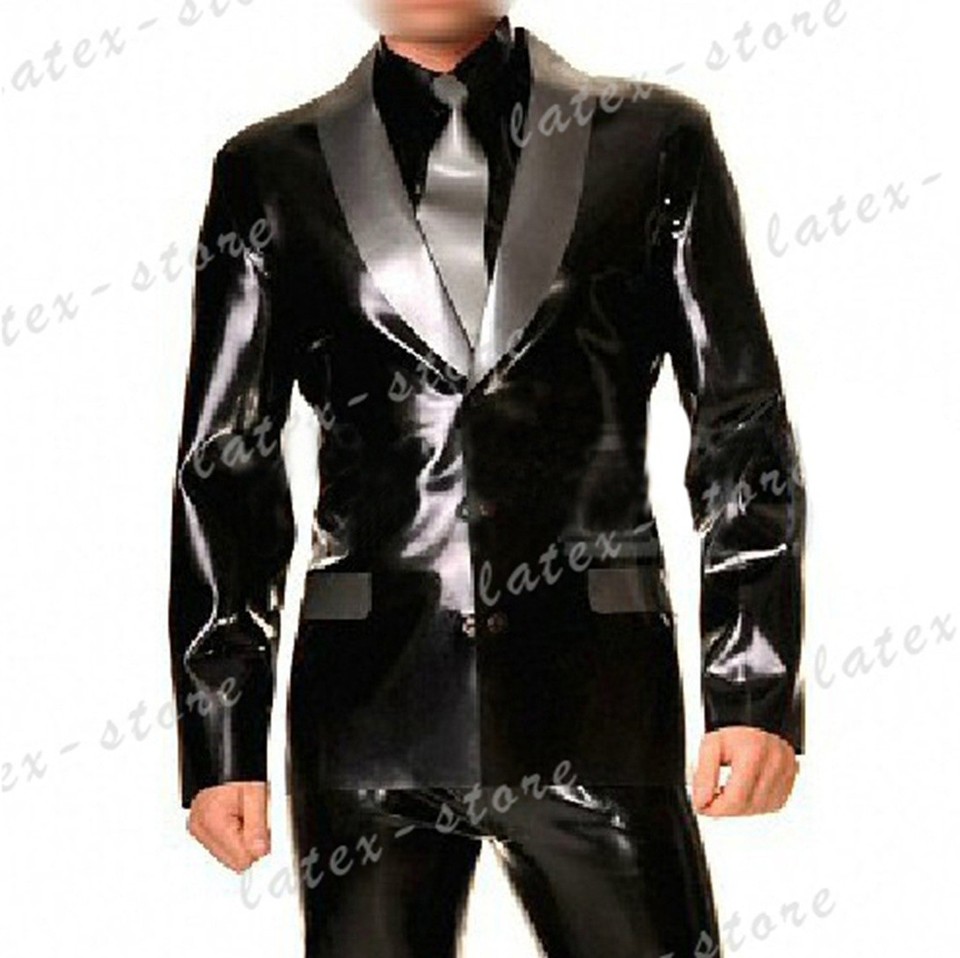 Latex Rubber Gummi man Suit jacket coat outwear blazer pea-coat ...
