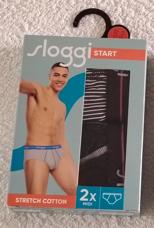 Sloggi Men's Start Midi Briefs. 2 Pack. UK Size L - Red/Black. - Image 2 of 4