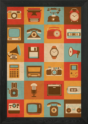Retro Gadgets gerahmtes Wandbild Poster Leinwanddruck Bild