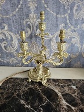 Antique Rococo Style Three Branch Gilt Ornate Candelabra/Table Lamp