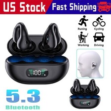 Bluetooth 5.3 Wireless Earbuds Ear Clip Bone Conduction Headphones Sport Headset