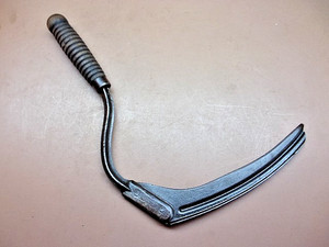 Antique Rustic Farm Hand Scythe Vintage Hand Sickle Tool w/Unique Turned Handle