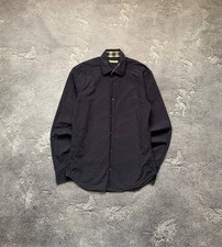 Burberry Brit Navy Blue Shirt Nova Check Cuffs Collar Embroidered Logo Size S