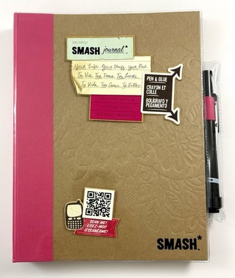 K & Company Smash Book Journal Scrapbook Red & Brown With Pen (Preowned)