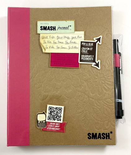 K & Company Smash Book Journal Scrapbook Red & Brown With Pen (Preowned)