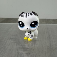 LPS Littlest Pet Shop White Striped Cat Figure Bobble Head