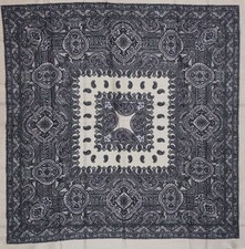 Vintage Italy 35" Square Scarf Wrap Bandana Boho Purple Paisley Beige Raw Hem