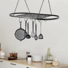 Hanging Pot Holder Pan Hanger Iron Kitchen Rack Cookware Storage Shelf Organizer