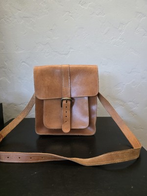 Vintage Genuine Leather Handbag Shoulder Satchel Messenger Made In Greece  - Main Image