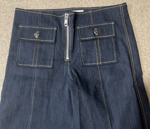 Cinq à Sept Long Azure Pants High Rise Wide Leg Indigo Denim Pants Size 6 - Picture 8 of 14