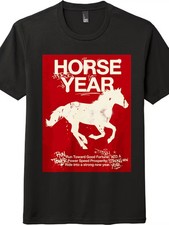 Unisex Horse Year T-Shirt-Run Toward Good Fortune Graphic Tee Free Shipping