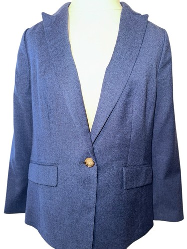 Talbots Twill Knit Blazer Gold Buttons Navy Women's Size 10P Old Money Workwear - Picture 3 of 7