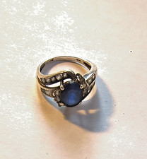 Sterling Silver Ring, Blue Sapphire  Spinel, Size 7 Marked 925, Acid Tested 43