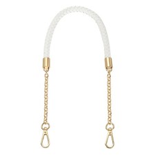 62cm/24.4" PU Leather Braided Purse Strap White, Light Gold Buckle 