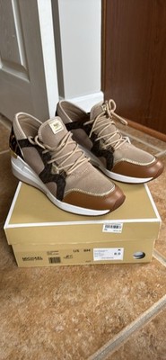 Michael Kors Liv Trainer Sneaker Animal Print Logo Metallic Beige Brown White