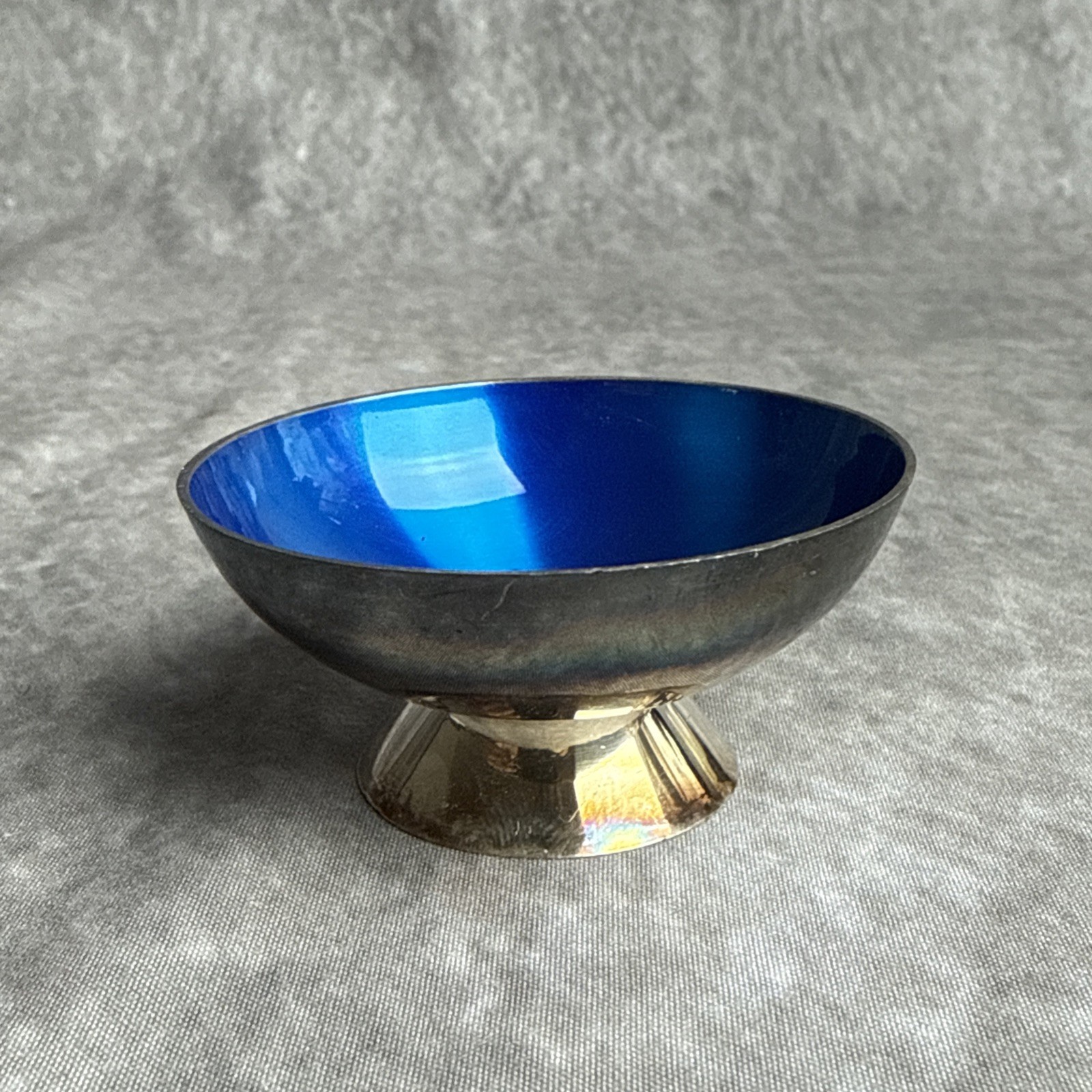 Mid-Century Silver w/Blue Enamel Open Salts Georg Jensen Denmark