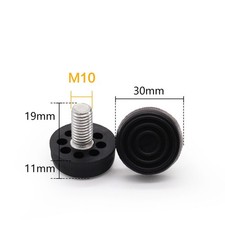Black Adjustable Height Foot 10 Pack Screw In Installation Plastic Material