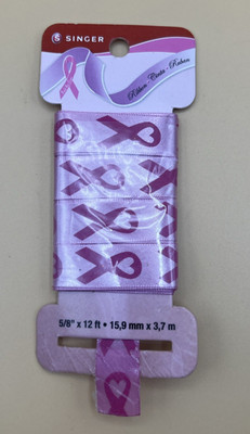 Singer Breast Cancer Awareness Ribbon 5/8in 12ft Full Package But Damaged End