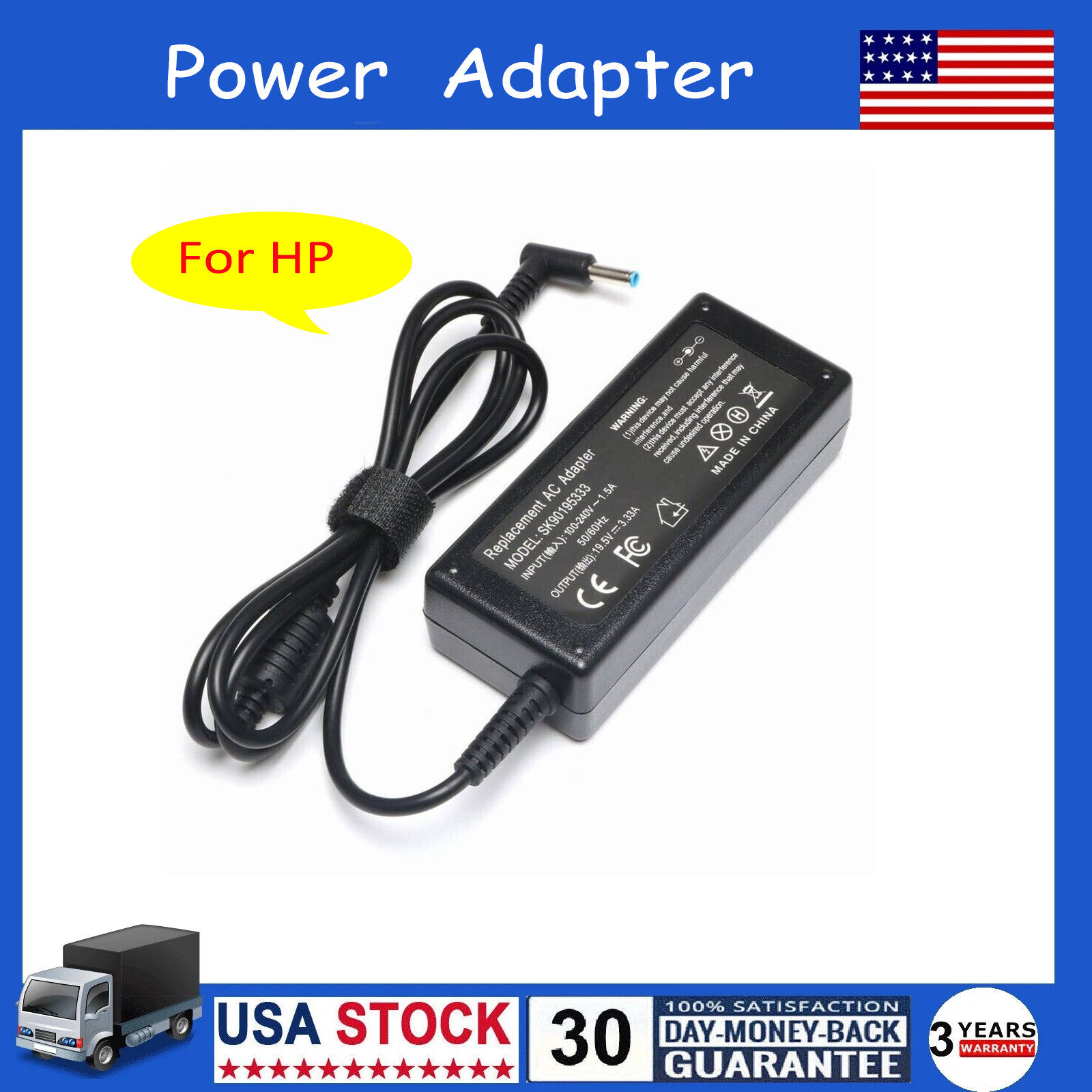 65W AC Adapter with Blue Tip Power Cord For HP Laptop Charger HP Pavilion x360