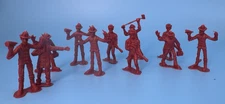 Vintage Greenbriar 2 inch Plastic Toy Firemen Red Lot Of  11