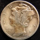 1941-S Mercury 90% Silver 10-Cent Dime Coin