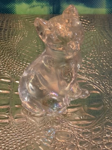 Fenton Iridescent Glass Cat Figurine