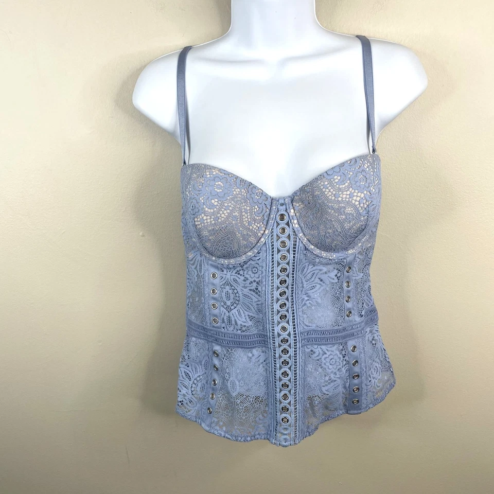 Victoria's Secret Coquette Lace Corset Lingerie Top 34C Ice Blue Layering Y2K - Image 2 of 4