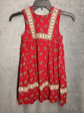 Vtg Vera Bradley Girl's Quilted Jumper Dress Red Paisley Size Small