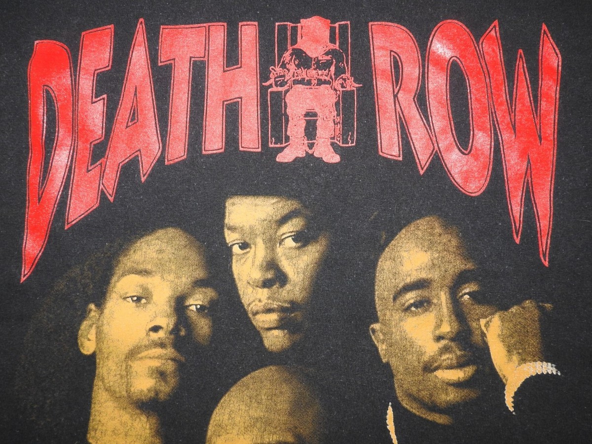 Vintage Death Row Records Tupac Snoop Suge Dr Dre Rap Tee Black T