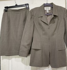 JONES NEW YORK Jacket Suit Blazer  Skirt Wool Blend SZ 6 Front Zipper