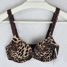 $72 Natori 30B Bra 727321 Pure Luxe Push Up Underwire Java Leopard Animal Print