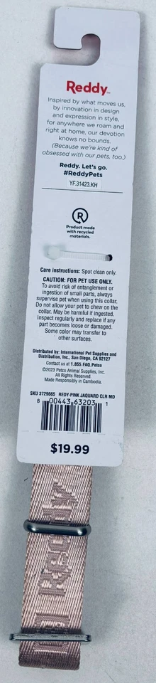 Collar de perro Jacquard rosa tostado rojo talla mediana 14-20" en #3729665 Foto 2 de 2