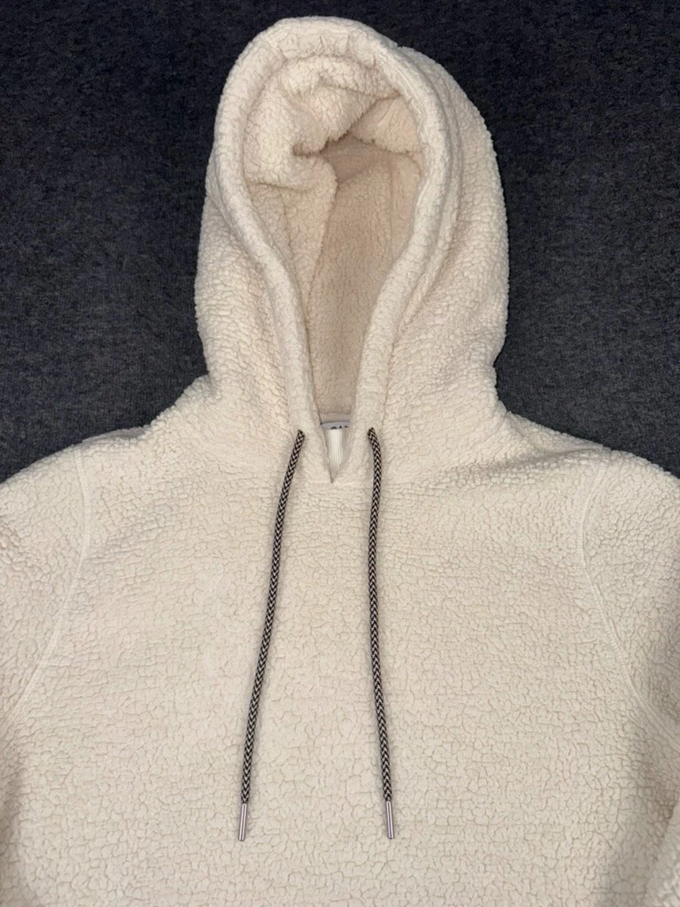 OFF WHITE Felpa con cappuccio Athleta donna piccola avorio Tugga Sherpa pullover felpa accogliente calda