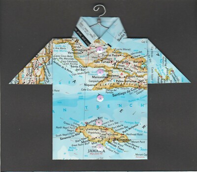 Origami Map Shirt Jamaica, Cuba, Kingston, Montego Bay, Santiago de Cuba,  Bayamo | eBay