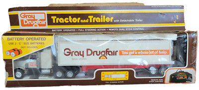 Hing Cheong 1984 Gray Drugfair Tractor and Trailer Remote Controlled Tractor