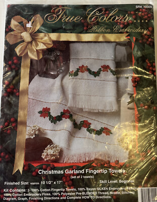 True Colors Ribbon Embroidery Kit Christmas Garland Fingertip Towels #SRK 70009