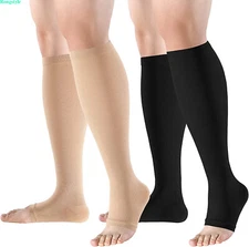 Compression Socks Support Graduated Stockings Men Women 20-30mmHg Open Toe S-2XL