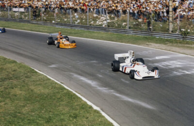 James Hunt Hesketh 308 Ford leads Vittorio Brambilla March 741 Ford 1979 Photo