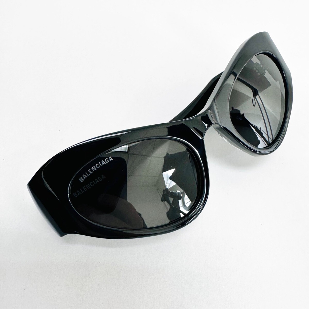 BALENCIAGA EXTREME Line Cat 0177 Black Unisex Logo Mask Sunglasses