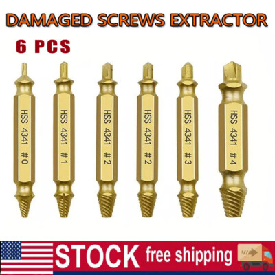 6Pack Easy Out Stripped Screw and Damaged Bolt Extract,Damaged Screw Remover Set