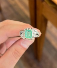 Silver Ring with Rich Green Emerald Stone For Men Material 925 Sterling Handmade