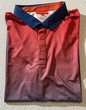 Devon Polo Golf Shirt Split Fountain Print Size XXL Polyester/Spandex NWT