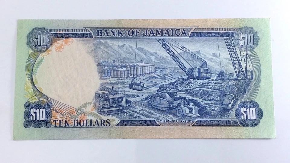 1960 Bank of Jamaica 10 Dollar Crisp Almost Uncirculated Banknote M Series H172 - Image 2 of 4
