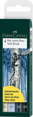 Faber-Castell Pitt Artist Pen Soft Brush Tuschestift, 4er Etui Zeichentusche