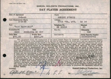 ROSEANNA MCCOY / Robert O'Neil 1949 signed Day Player contract part "Hatfield"