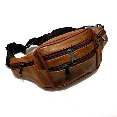 Sac Banane Voyage Cuir Portable Sac Vintage Braun - Photo 1/2